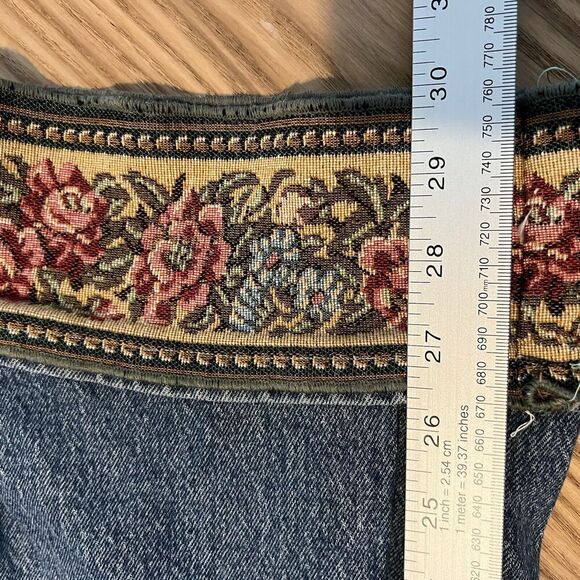 Upcycled Jeans Womens 4 Tapestry Boho Festival High Rise Art To Wear Retro - Picture 6 of 13